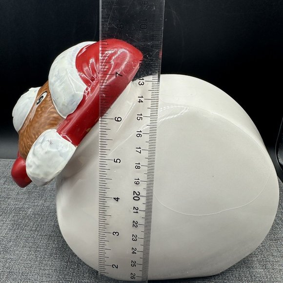 Vtg Christmas Teddy Bear Cookie Jar Ceramic 1987 Taiwan Himark Santa Hat - Picture 13 of 15